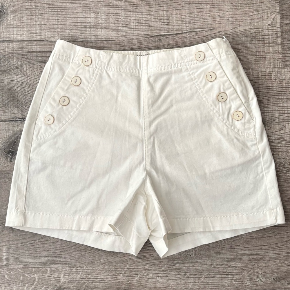 Women's White Button Sailor Shorts